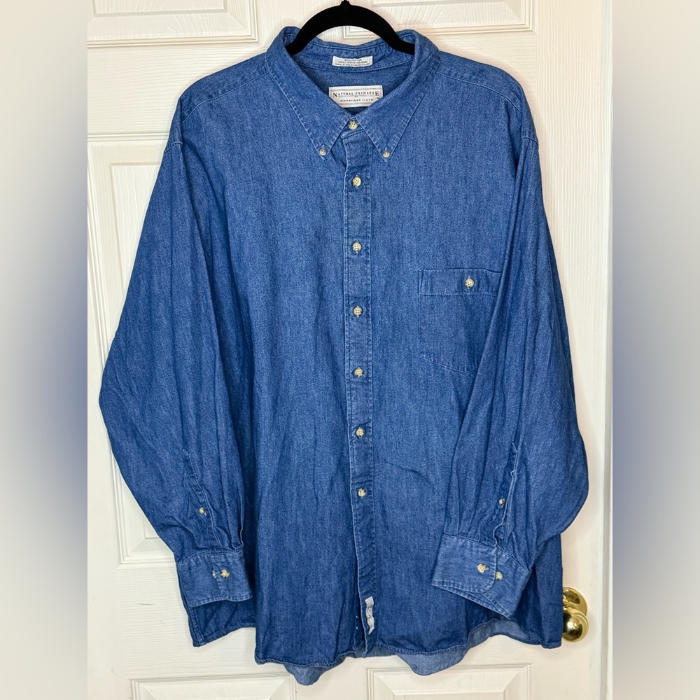 Vintage @Y2k Alexander Lloyd Denim Men’s Shirt size “20 Big” 34/35 inch sleeves